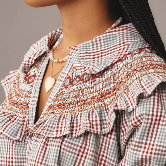 Daily Practice by Anthropologie Short-Sleeve V-Neck Midi Dress XS blue NEW - Picture 4 of 10